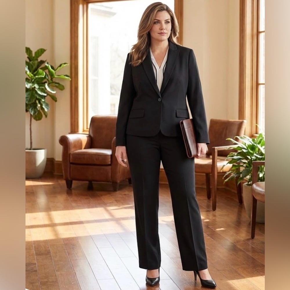 Anne Klein Black Tailored Blazer with Notched Lapels